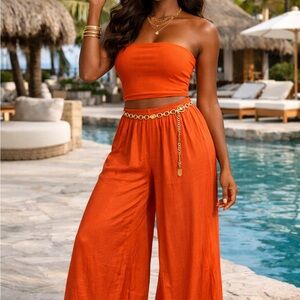 Zara Orange/Rust Wide Legged Pants